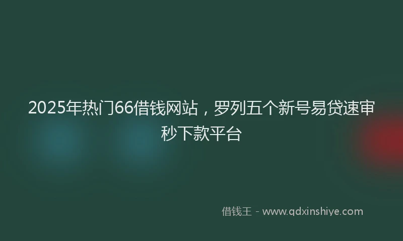 2025年热门66借钱网站，罗列五个新号易贷速审秒下款平台