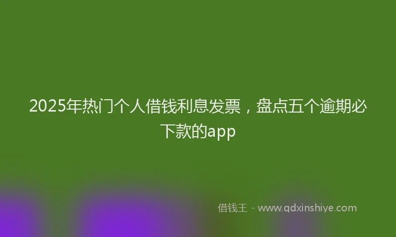 2025年热门个人借钱利息发票，盘点五个逾期必下款的app