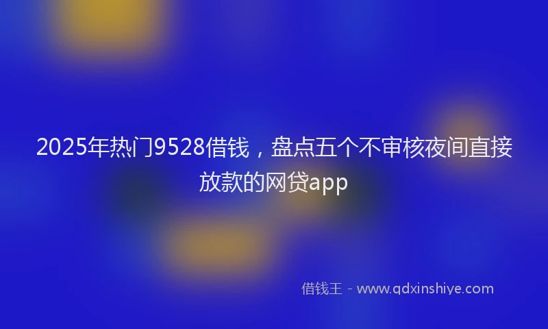 2025年热门9528借钱，盘点五个不审核夜间直接放款的网贷app
