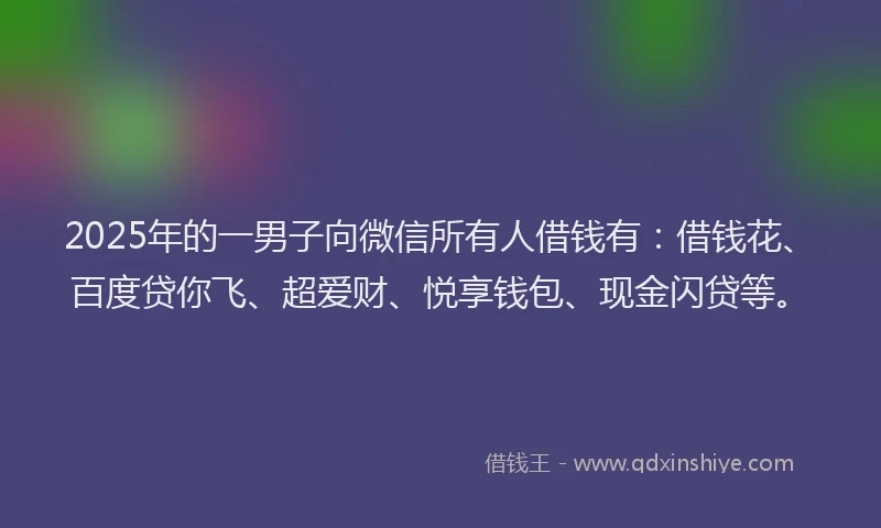 2025年的一男子向微信所有人借钱有：借钱花、百度贷你飞、超爱财、悦享钱包、现金闪贷等。