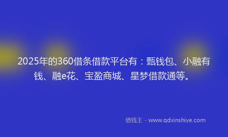 2025年的360借条借款平台有：甄钱包、小融有钱、融e花、宝盈商城、星梦借款通等。
