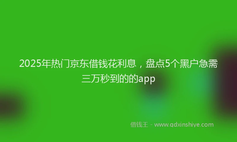2025年热门京东借钱花利息，盘点5个黑户急需三万秒到的的app