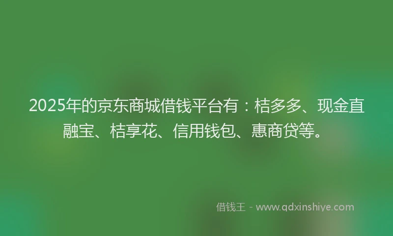 2025年的京东商城借钱平台有：桔多多、现金直融宝、桔享花、信用钱包、惠商贷等。