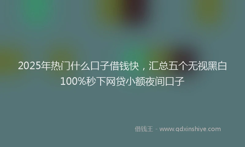 2025年热门什么口子借钱快，汇总五个无视黑白100%秒下网贷小额夜间口子