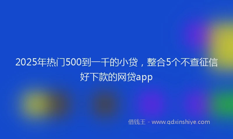 2025年热门500到一千的小贷，整合5个不查征信好下款的网贷app