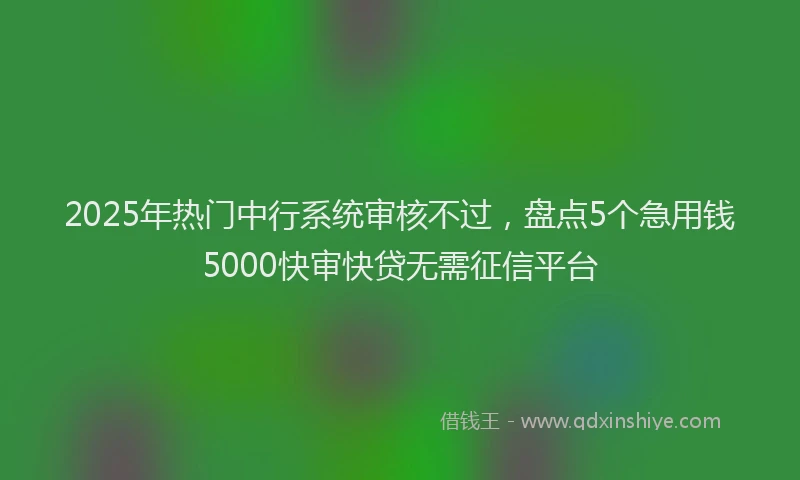 2025年热门中行系统审核不过，盘点5个急用钱5000快审快贷无需征信平台