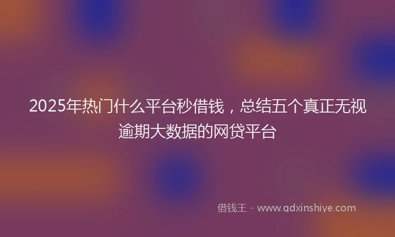2025年热门什么平台秒借钱，总结五个真正无视逾期大数据的网贷平台