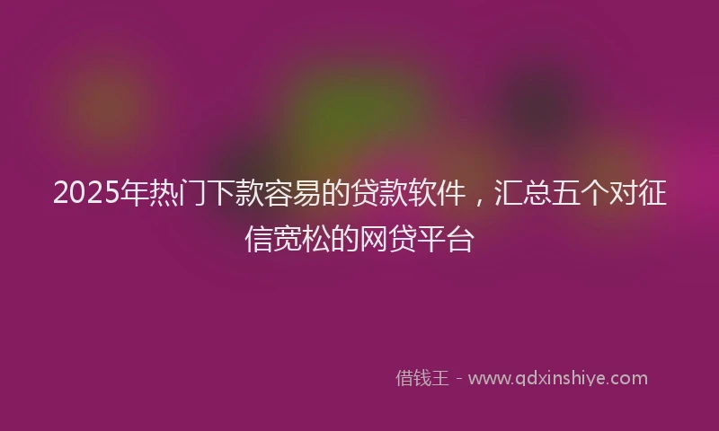 2025年热门下款容易的贷款软件，汇总五个对征信宽松的网贷平台