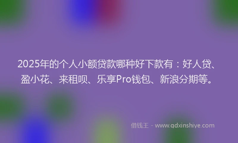 2025年的个人小额贷款哪种好下款有：好人贷、盈小花、来租呗、乐享Pro钱包、新浪分期等。