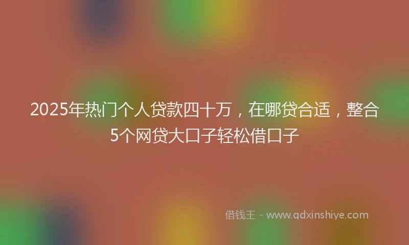 2025年热门个人贷款四十万，在哪贷合适，整合5个网贷大口子轻松借口子
