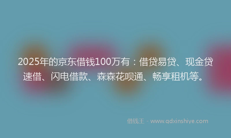 2025年的京东借钱100万有：借贷易贷、现金贷速借、闪电借款、森森花呗通、畅享租机等。