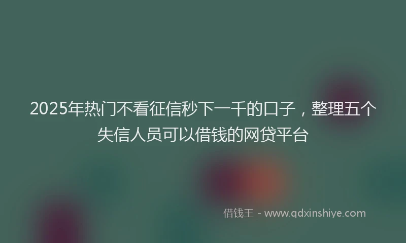 2025年热门不看征信秒下一千的口子，整理五个失信人员可以借钱的网贷平台