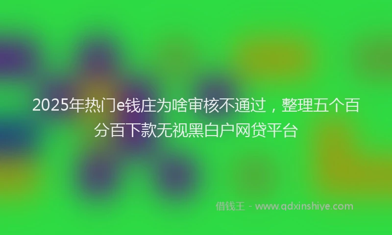 2025年热门e钱庄为啥审核不通过，整理五个百分百下款无视黑白户网贷平台