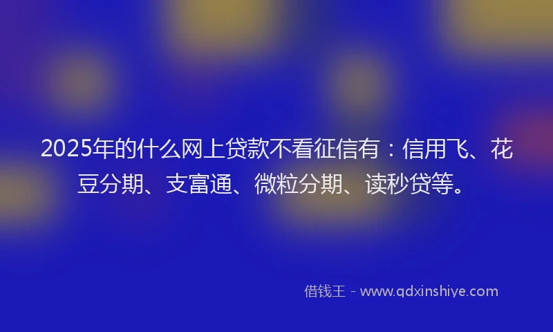 2025年的什么网上贷款不看征信有：信用飞、花豆分期、支富通、微粒分期、读秒贷等。