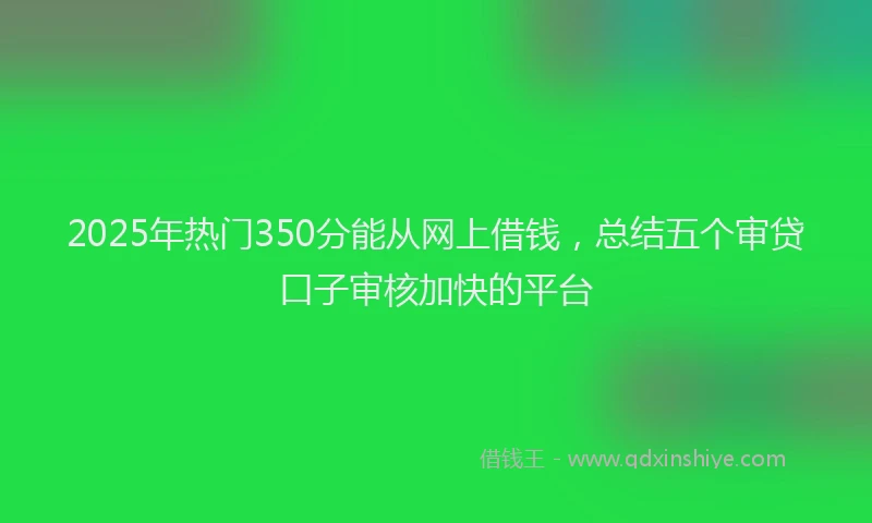 2025年热门350分能从网上借钱，总结五个审贷口子审核加快的平台
