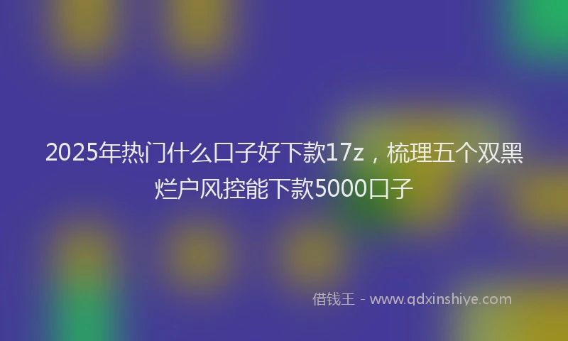 2025年热门什么口子好下款17z，梳理五个双黑烂户风控能下款5000口子