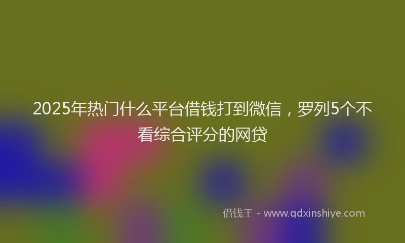2025年热门什么平台借钱打到微信，罗列5个不看综合评分的网贷
