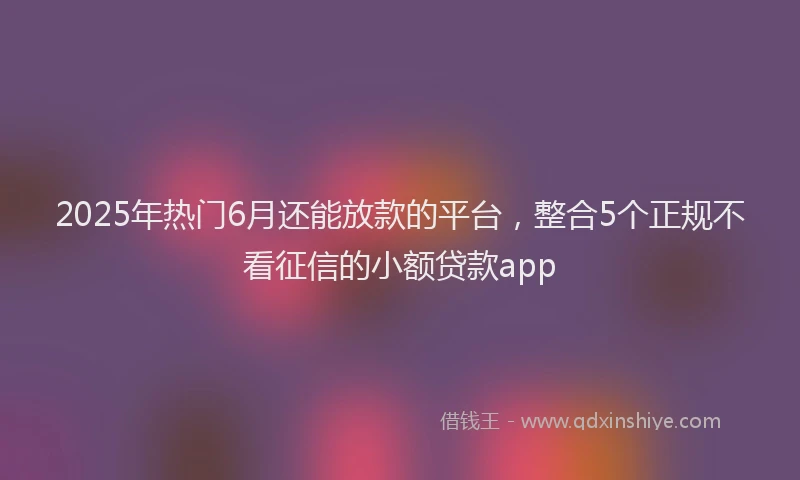 2025年热门6月还能放款的平台，整合5个正规不看征信的小额贷款app