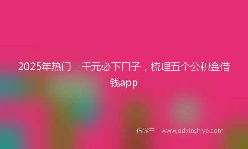 2025年热门一千元必下口子，梳理五个公积金借钱app
