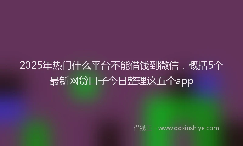 2025年热门什么平台不能借钱到微信，概括5个最新网贷口子今日整理这五个app