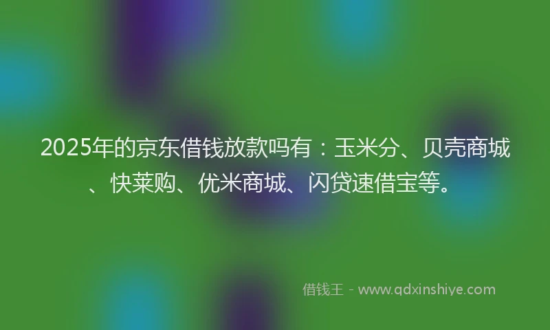 2025年的京东借钱放款吗有：玉米分、贝壳商城、快莱购、优米商城、闪贷速借宝等。