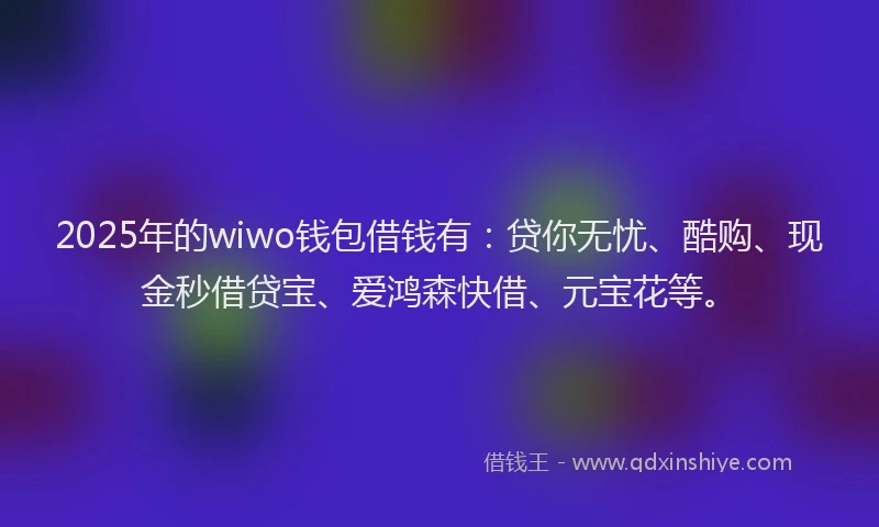 2025年的wiwo钱包借钱有：贷你无忧、酷购、现金秒借贷宝、爱鸿森快借、元宝花等。