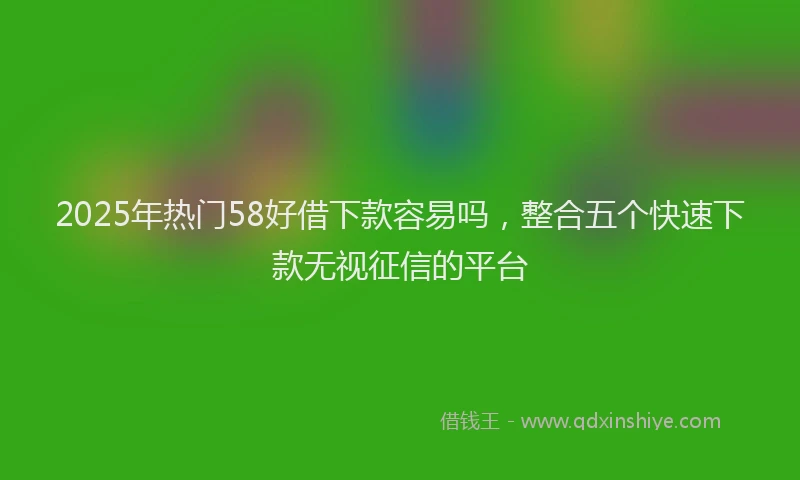 2025年热门58好借下款容易吗，整合五个快速下款无视征信的平台