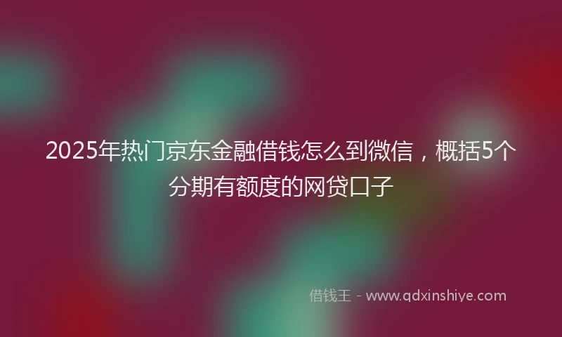 2025年热门京东金融借钱怎么到微信，概括5个分期有额度的网贷口子