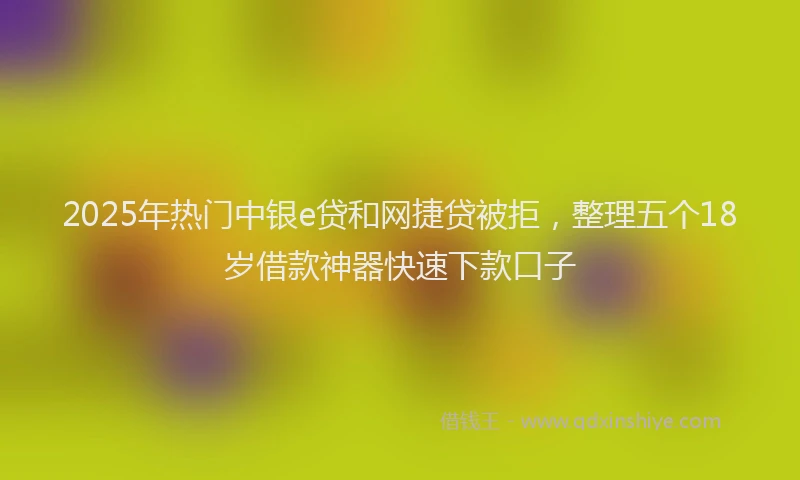 2025年热门中银e贷和网捷贷被拒，整理五个18岁借款神器快速下款口子