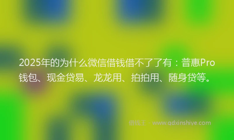 2025年的为什么微信借钱借不了了有：普惠Pro钱包、现金贷易、龙龙用、拍拍用、随身贷等。