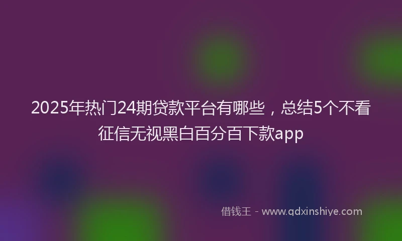 2025年热门24期贷款平台有哪些，总结5个不看征信无视黑白百分百下款app