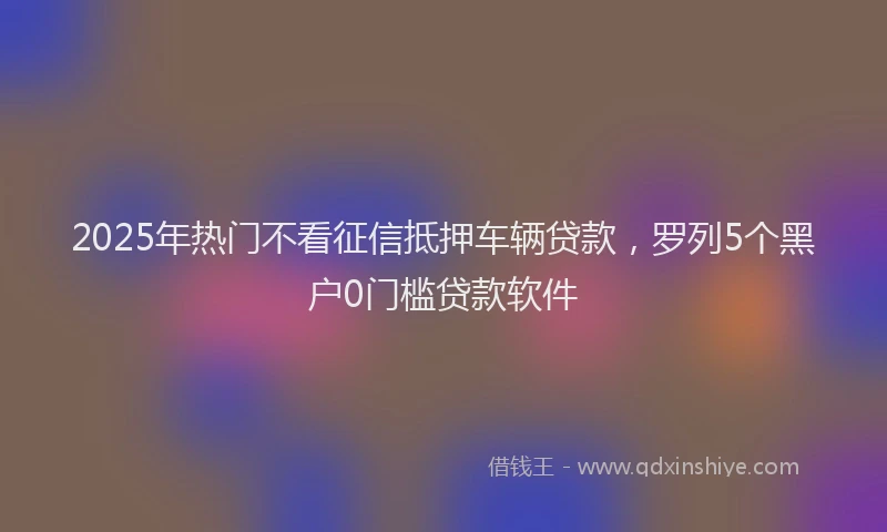 2025年热门不看征信抵押车辆贷款，罗列5个黑户0门槛贷款软件