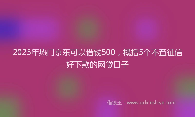 2025年热门京东可以借钱500，概括5个不查征信好下款的网贷口子