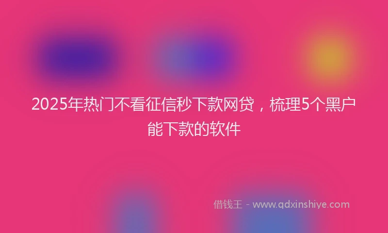 2025年热门不看征信秒下款网贷，梳理5个黑户能下款的软件