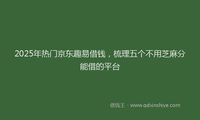 2025年热门京东趣易借钱，梳理五个不用芝麻分能借的平台