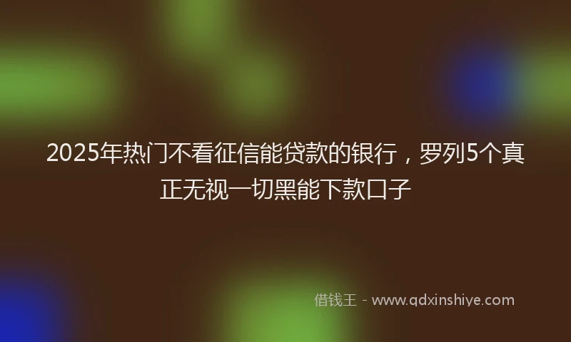 2025年热门不看征信能贷款的银行，罗列5个真正无视一切黑能下款口子