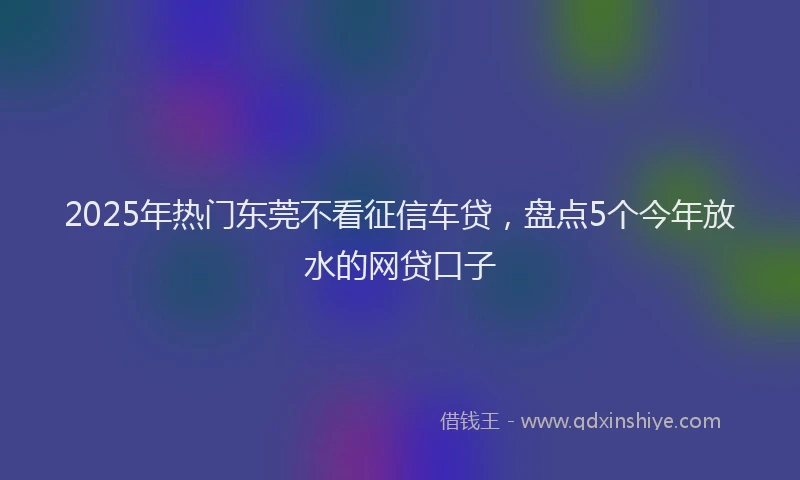 2025年热门东莞不看征信车贷，盘点5个今年放水的网贷口子