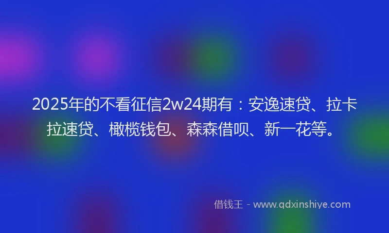 2025年的不看征信2w24期有：安逸速贷、拉卡拉速贷、橄榄钱包、森森借呗、新一花等。