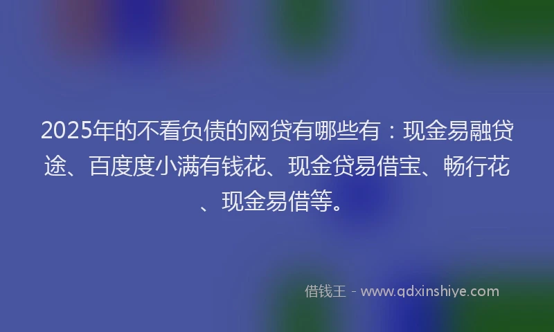 2025年的不看负债的网贷有哪些有：现金易融贷途、百度度小满有钱花、现金贷易借宝、畅行花、现金易借等。