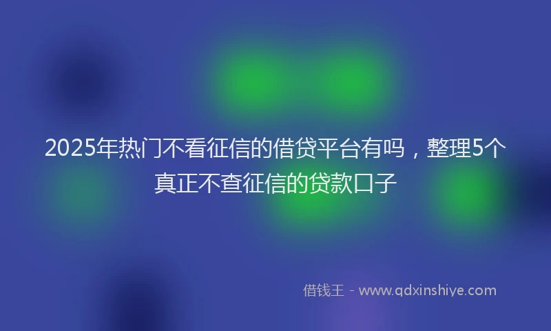 2025年热门不看征信的借贷平台有吗，整理5个真正不查征信的贷款口子