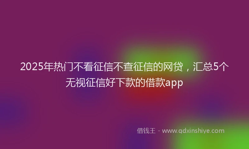 2025年热门不看征信不查征信的网贷，汇总5个无视征信好下款的借款app