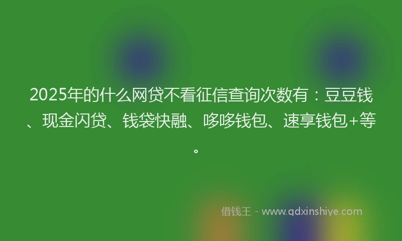 2025年的什么网贷不看征信查询次数有：豆豆钱、现金闪贷、钱袋快融、哆哆钱包、速享钱包+等。