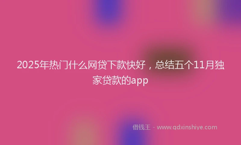 2025年热门什么网贷下款快好，总结五个11月独家贷款的app
