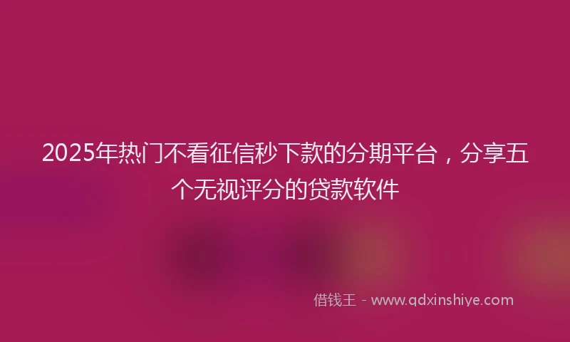2025年热门不看征信秒下款的分期平台，分享五个无视评分的贷款软件
