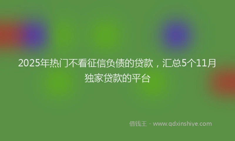 2025年热门不看征信负债的贷款，汇总5个11月独家贷款的平台