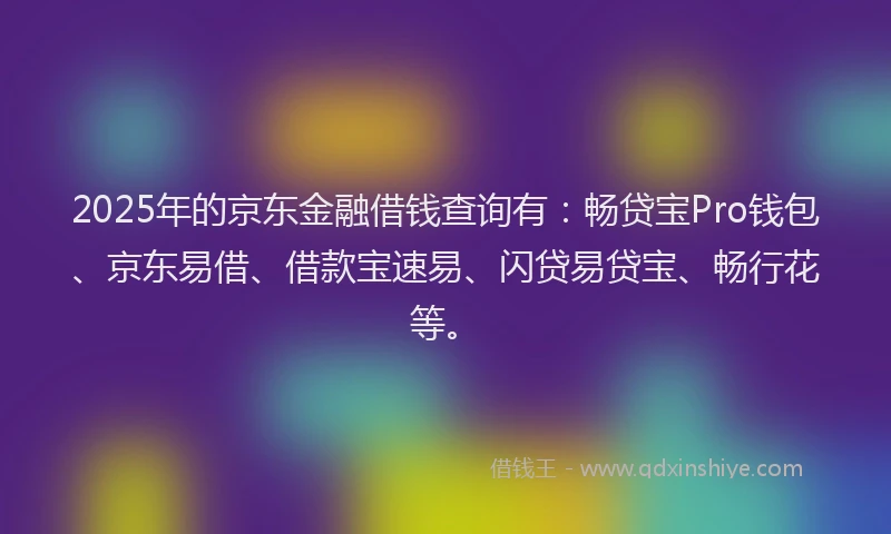 2025年的京东金融借钱查询有：畅贷宝Pro钱包、京东易借、借款宝速易、闪贷易贷宝、畅行花等。