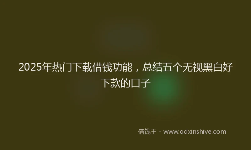 2025年热门下载借钱功能，总结五个无视黑白好下款的口子