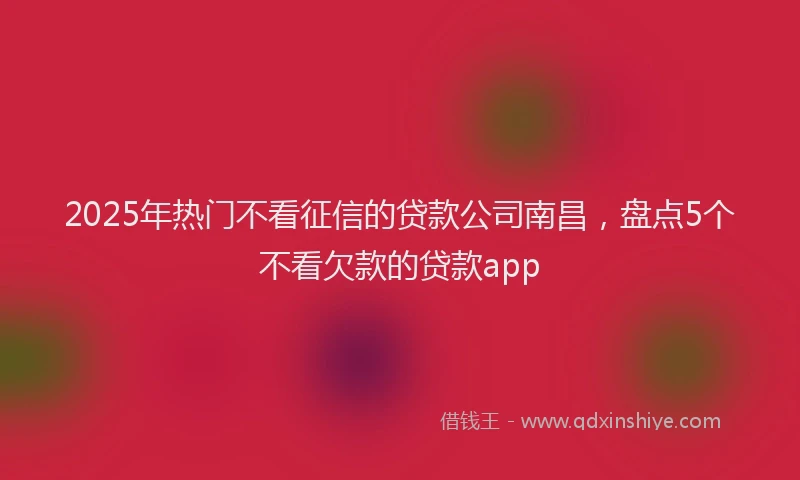 2025年热门不看征信的贷款公司南昌，盘点5个不看欠款的贷款app