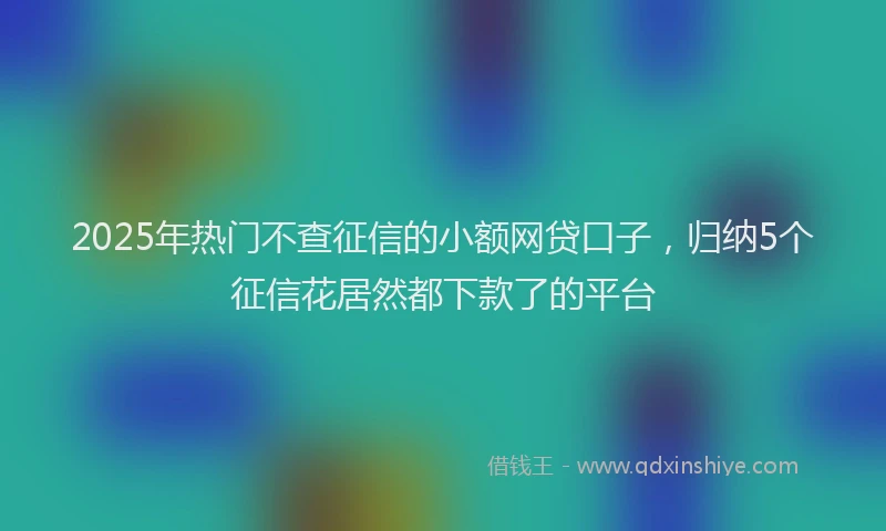 2025年热门不查征信的小额网贷口子，归纳5个征信花居然都下款了的平台