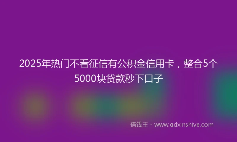 2025年热门不看征信有公积金信用卡，整合5个5000块贷款秒下口子